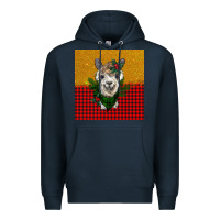 Navy christmas alpacas Premium Hoodie - BarkalooDesign