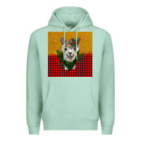 Seafoam christmas alpacas Premium Hoodie - BarkalooDesign