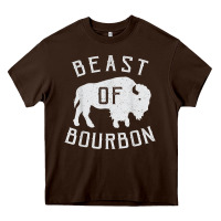 Chocolate Brown beast of bourbon drinking whiskey design bison buffalo party t shirt Heavy Core Tee - linhVisuals