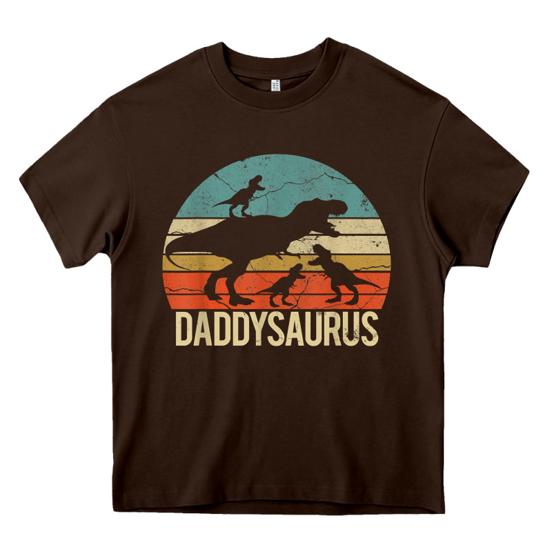Daddy Dinosaur Daddysaurus 3 Three Kids Xmas Christmas Gift T Shirt Heavy Core Tee by linhVisuals | Teevron