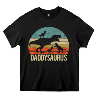 Black daddy dinosaur daddysaurus 3 three kids xmas christmas gift t shirt Heavy Core Tee - linhVisuals