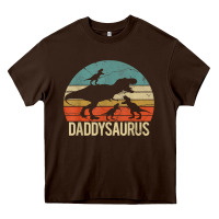 Chocolate Brown daddy dinosaur daddysaurus 3 three kids xmas christmas gift t shirt Heavy Core Tee - linhVisuals