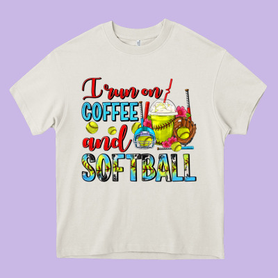 I Run On Coffee And Softball Frappe Heavy Core Tee Designed By Fadigitalartstudio