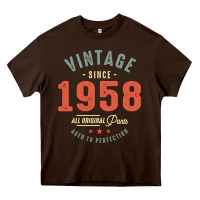 Chocolate Brown Vintage Since 1958 - 64th Birthday Retro Classic Heavy Core Tee - linhVisuals