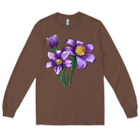 Chestnut Pasque Flower Illustrations Long Sleeve Tee - LillyAllenDesigns