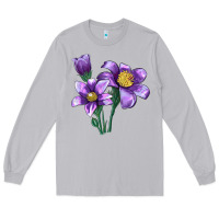 Moon Dust Pasque Flower Illustrations Long Sleeve Tee - LillyAllenDesigns