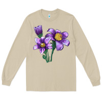 Mushroom Pasque Flower Illustrations Long Sleeve Tee - LillyAllenDesigns