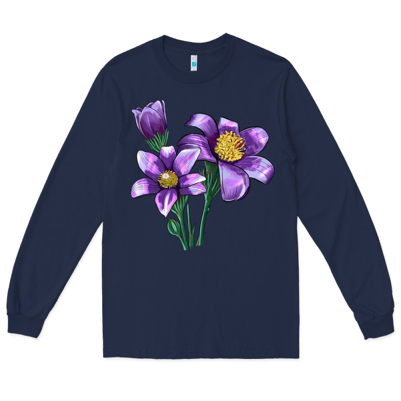 Pasque Flower Illustrations Long Sleeve Tee by LillyAllenDesigns | Teevron