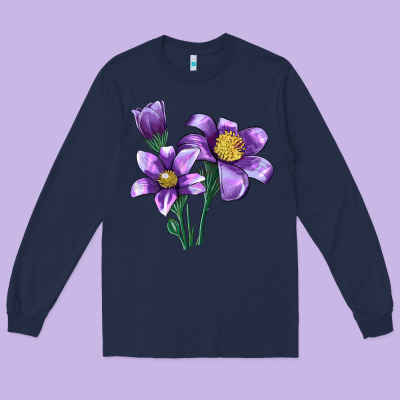 Pasque Flower Illustrations Long Sleeve Tee Designed By Lillyallendesigns