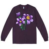 Plum Pasque Flower Illustrations Long Sleeve Tee - LillyAllenDesigns