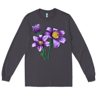 Smoke Pasque Flower Illustrations Long Sleeve Tee - LillyAllenDesigns