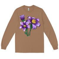 Toasted Coconut Pasque Flower Illustrations Long Sleeve Tee - LillyAllenDesigns