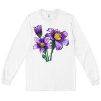 White Pasque Flower Illustrations Long Sleeve Tee - LillyAllenDesigns