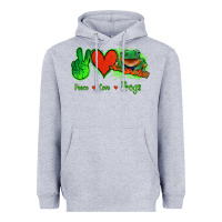 Heather Grey Peace Love Frogs Heavyweight Hoodie - Jasminsmagicworld