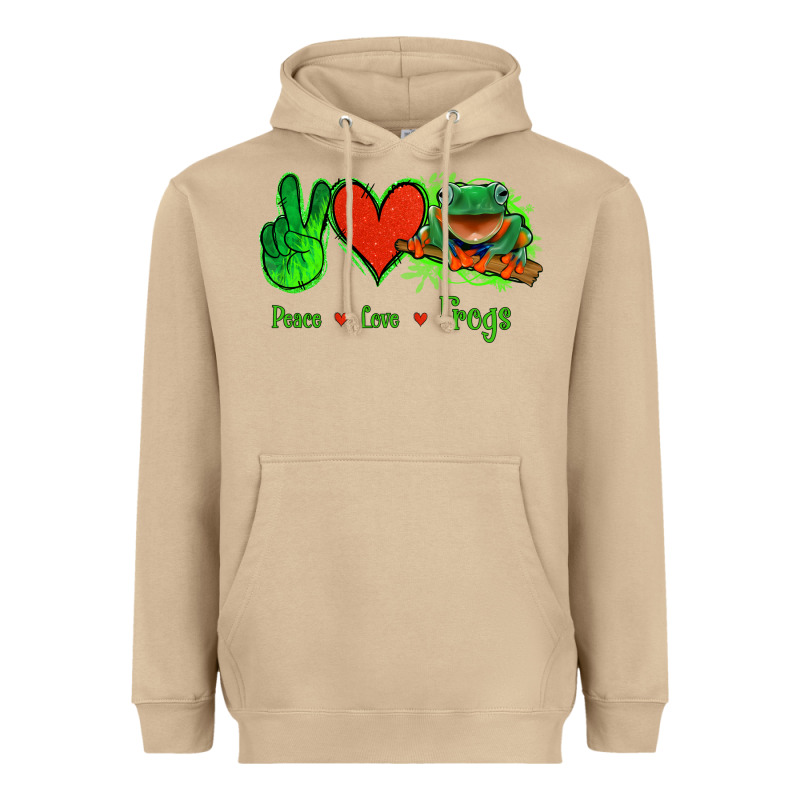 Peace Love Frogs Heavyweight Hoodie by Jasminsmagicworld | Teevron