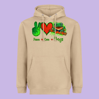 Peace Love Frogs Heavyweight Hoodie Designed By Jasminsmagicworld