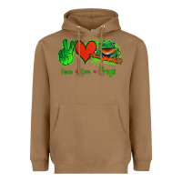 Toasted Coconut Peace Love Frogs Heavyweight Hoodie - Jasminsmagicworld