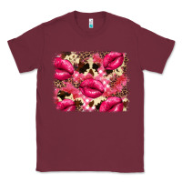 Burgundy Valentine's Day pink plaid red glitter cowhide Classic Tee - FaDigitalArtStudio
