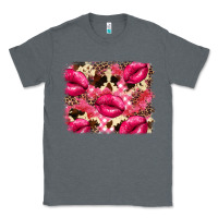 Charcoal Heather Valentine's Day pink plaid red glitter cowhide Classic Tee - FaDigitalArtStudio