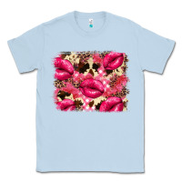 Dusty Blue Valentine's Day pink plaid red glitter cowhide Classic Tee - FaDigitalArtStudio