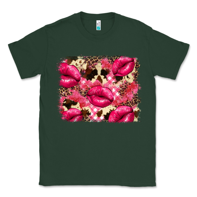 Valentine's Day Pink Plaid Red Glitter Cowhide Classic Tee by FaDigitalArtStudio | Teevron