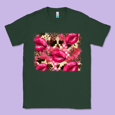 Valentine's Day Pink Plaid Red Glitter Cowhide Classic Tee Designed By Fadigitalartstudio