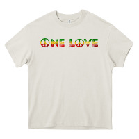 Cream one love rasta reggae music rastafarian lover jamaica peace t shirt Heavy Core Tee - linhVisuals