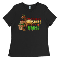 Black All I Want For Christmas Is A Horse Ladies Tee - LillyAllenDesigns