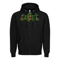 Black st patricks day lucky shamrock Zipper Hoodie - RanaPortraitStore