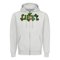 Dove Grey st patricks day lucky shamrock Zipper Hoodie - RanaPortraitStore