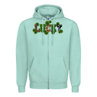 Seafoam st patricks day lucky shamrock Zipper Hoodie - RanaPortraitStore