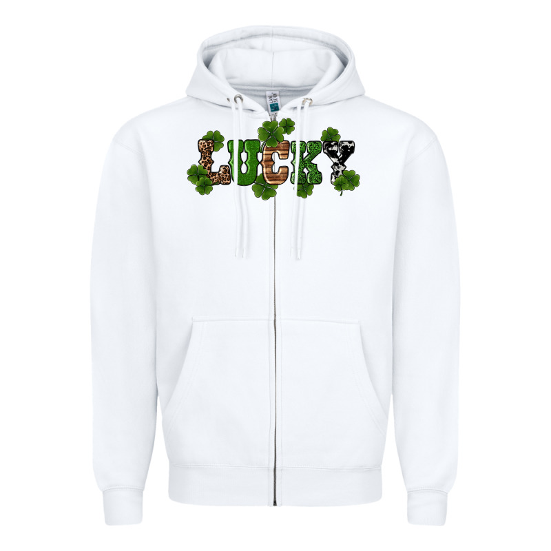 St Patricks Day Lucky Shamrock Zipper Hoodie by RanaPortraitStore | Teevron