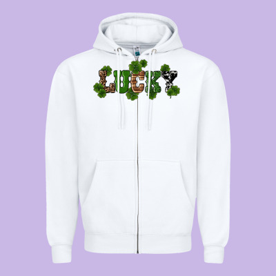 St Patricks Day Lucky Shamrock Zipper Hoodie Designed By Ranaportraitstore