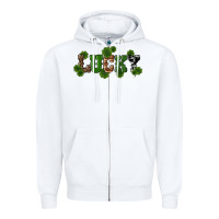 White st patricks day lucky shamrock Zipper Hoodie - RanaPortraitStore