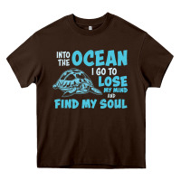 Chocolate Brown into the ocean i go to find my soul Heavy Core Tee - linhVisuals