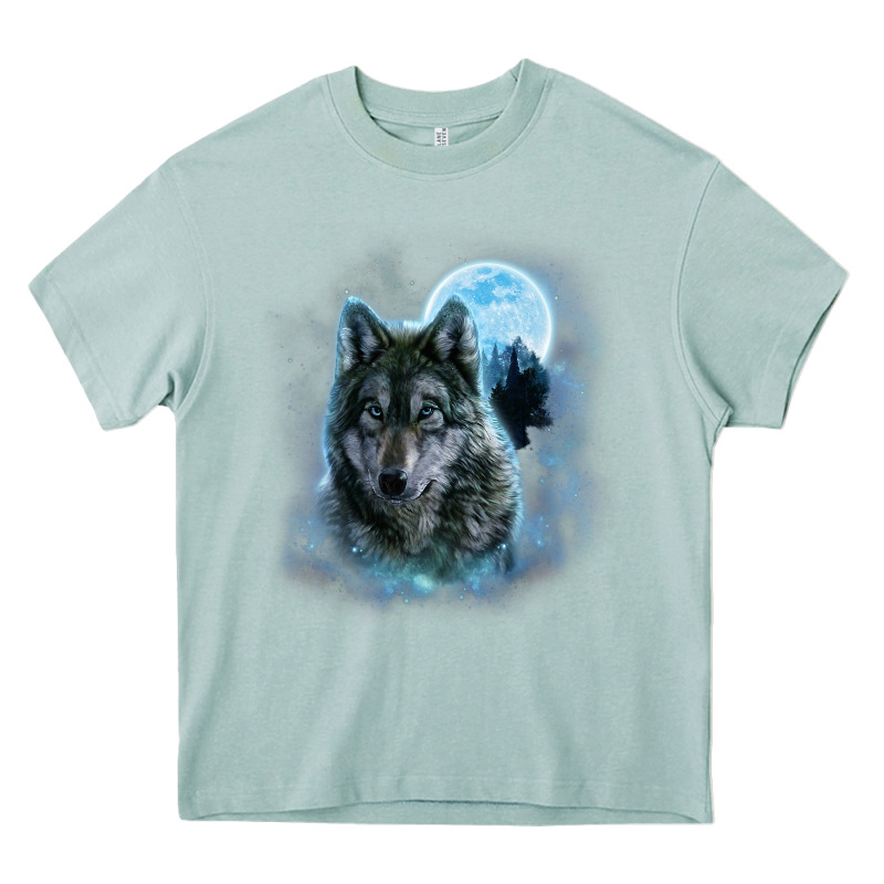 T Shirt, Grey Wolf Hunting Ground, Icy Moon, Forest, Galaxy Heavy Core Tee by linhVisuals | Teevron