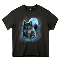Asphalt t shirt, grey wolf hunting ground, icy moon, forest, galaxy Heavy Core Tee - linhVisuals
