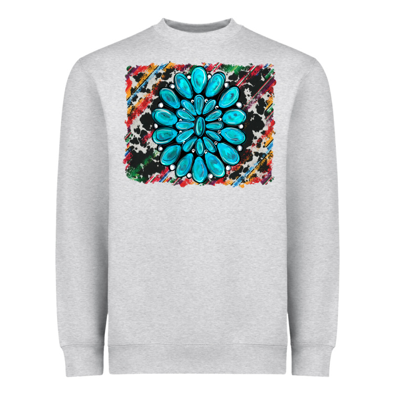 Cowhide And Serape Gemstone Background Heavyweight Sweatshirt by RanaPortraitStore | Teevron