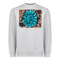Heather Grey cowhide and serape gemstone background Heavyweight Sweatshirt - RanaPortraitStore