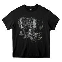 Black middle earth map [tb] Heavy Core Tee - linhVisuals