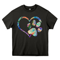 Asphalt dog paw print tie dye rainbow dog lover rescue retro 70s t shirt Heavy Core Tee - linhVisuals