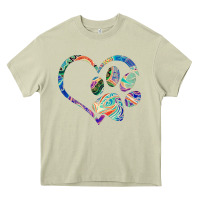 Mossy dog paw print tie dye rainbow dog lover rescue retro 70s t shirt Heavy Core Tee - linhVisuals