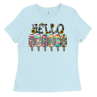 Baby Blue name vibrant summer greeting with popsicles Ladies Tee - CowhideDigitalArt