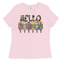 Bubblegum Pink name vibrant summer greeting with popsicles Ladies Tee - CowhideDigitalArt