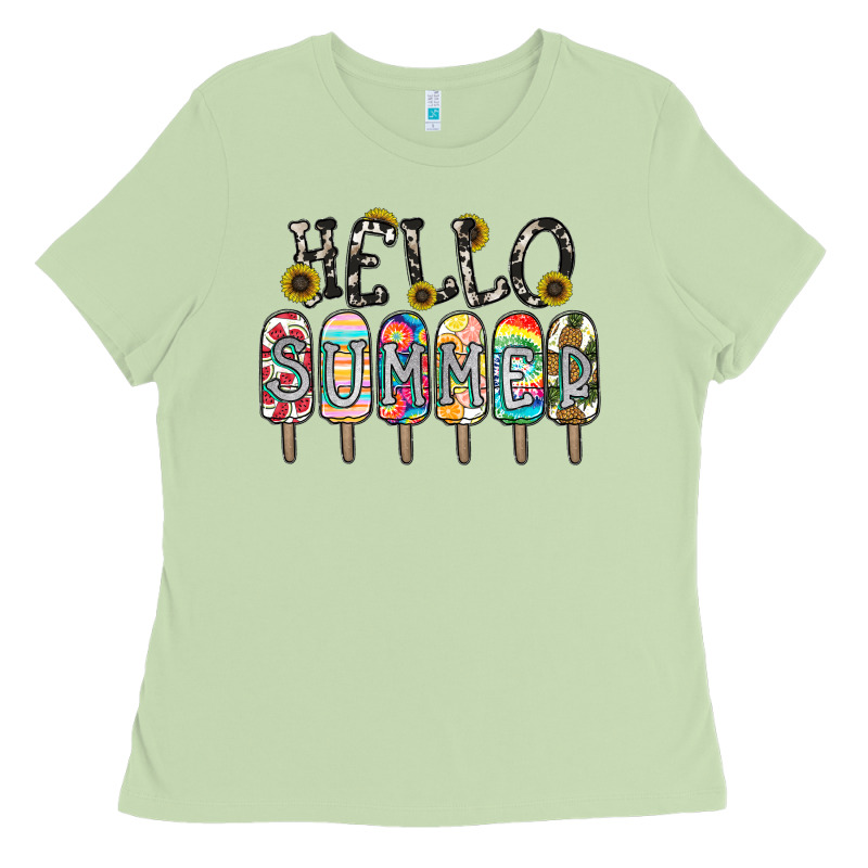 Name Vibrant Summer Greeting With Popsicles Ladies Tee by CowhideDigitalArt | Teevron