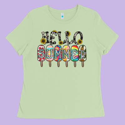 Name Vibrant Summer Greeting With Popsicles Ladies Tee Designed By Cowhidedigitalart