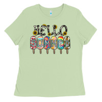 Matcha name vibrant summer greeting with popsicles Ladies Tee - CowhideDigitalArt