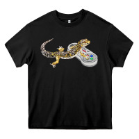 Black leopard gecko playing video game lizard & reptiles gamers t shirt Heavy Core Tee - linhVisuals