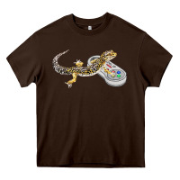 Chocolate Brown leopard gecko playing video game lizard & reptiles gamers t shirt Heavy Core Tee - linhVisuals