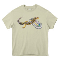 Mossy leopard gecko playing video game lizard & reptiles gamers t shirt Heavy Core Tee - linhVisuals